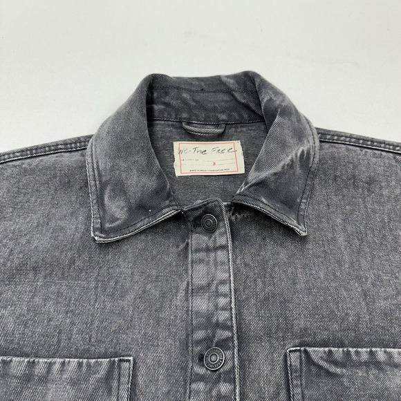 We The Free People Madison City Denim Jacket Womens Small Chore Black Western - Picture 7 of 10